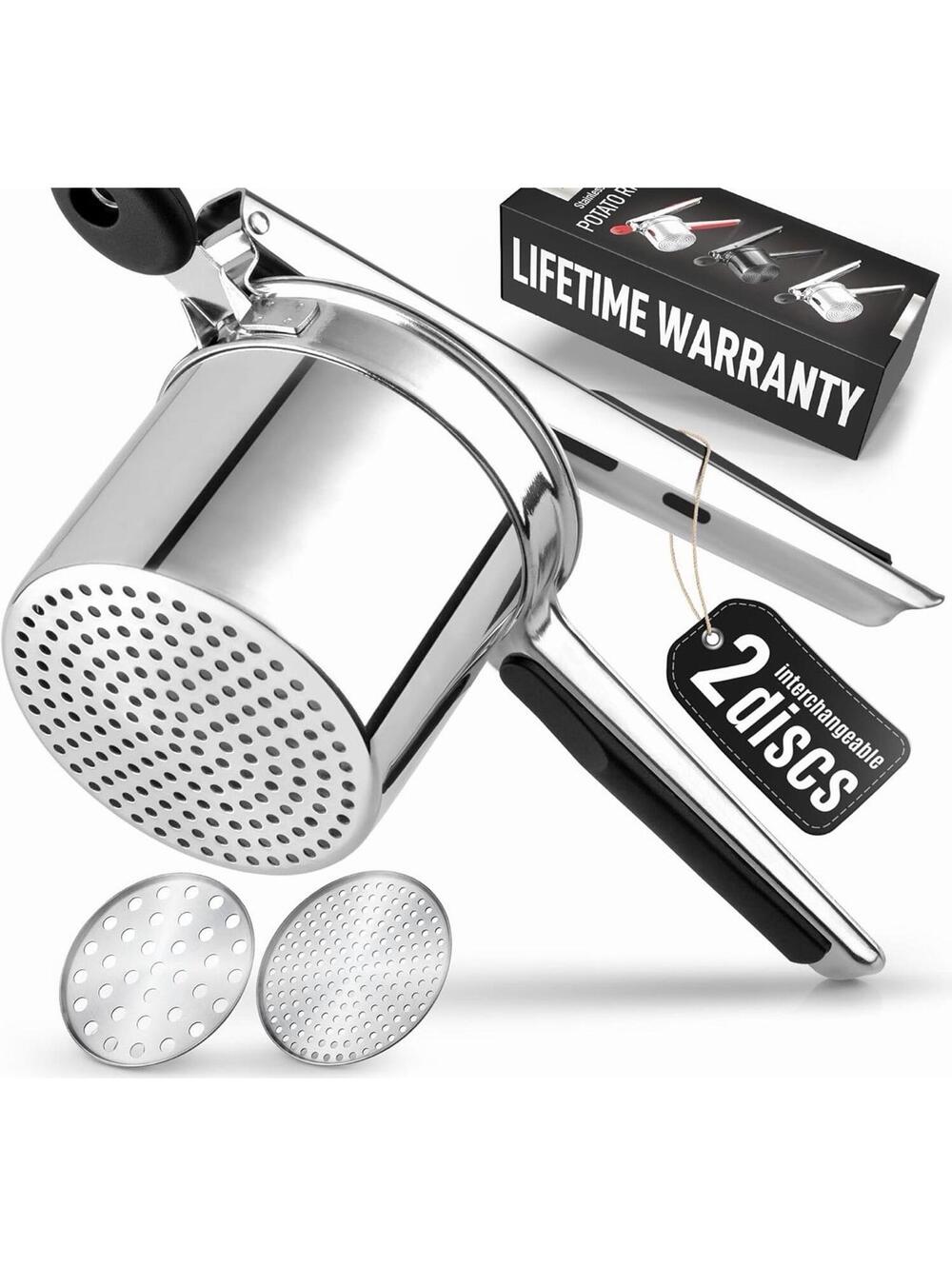 Large 15Oz Potato Ricer, Heavy Duty Stainless Steel Potato Masher and Ricer for